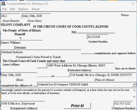 Felony Complaint Interface